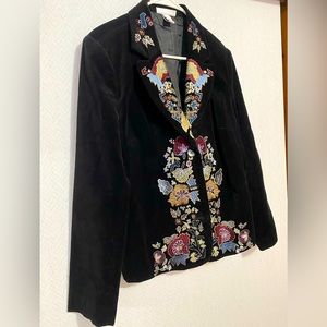 Dressbarn Velvet Embroidered Blazer